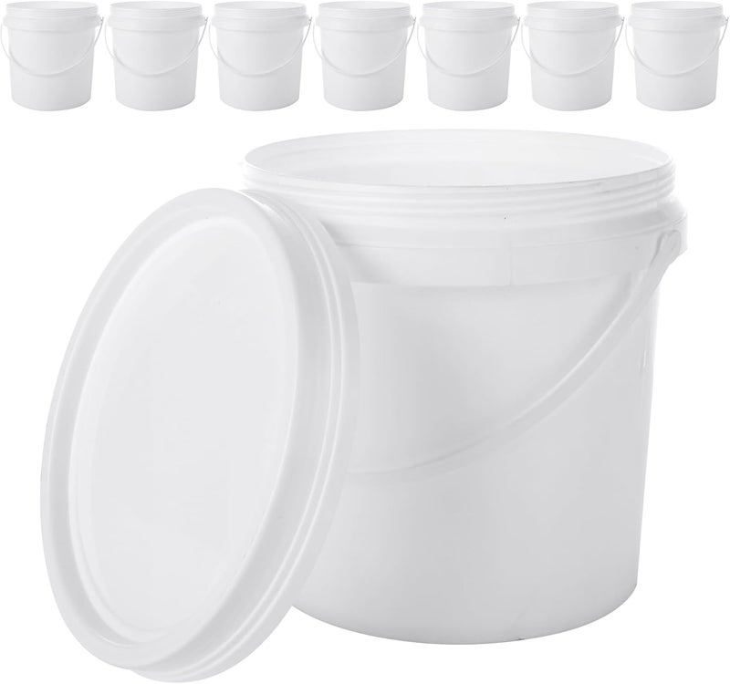 AKOLAFE 8 Pack Paint Buckets for Painting 2 Quart Paint Cans with Lids & Handles Empty Paint Cans 1/2 Gallon Paint Can Paint Pail Plastic Paint Containers for Leftover Paint Pigment Varnish Storage - Image 1